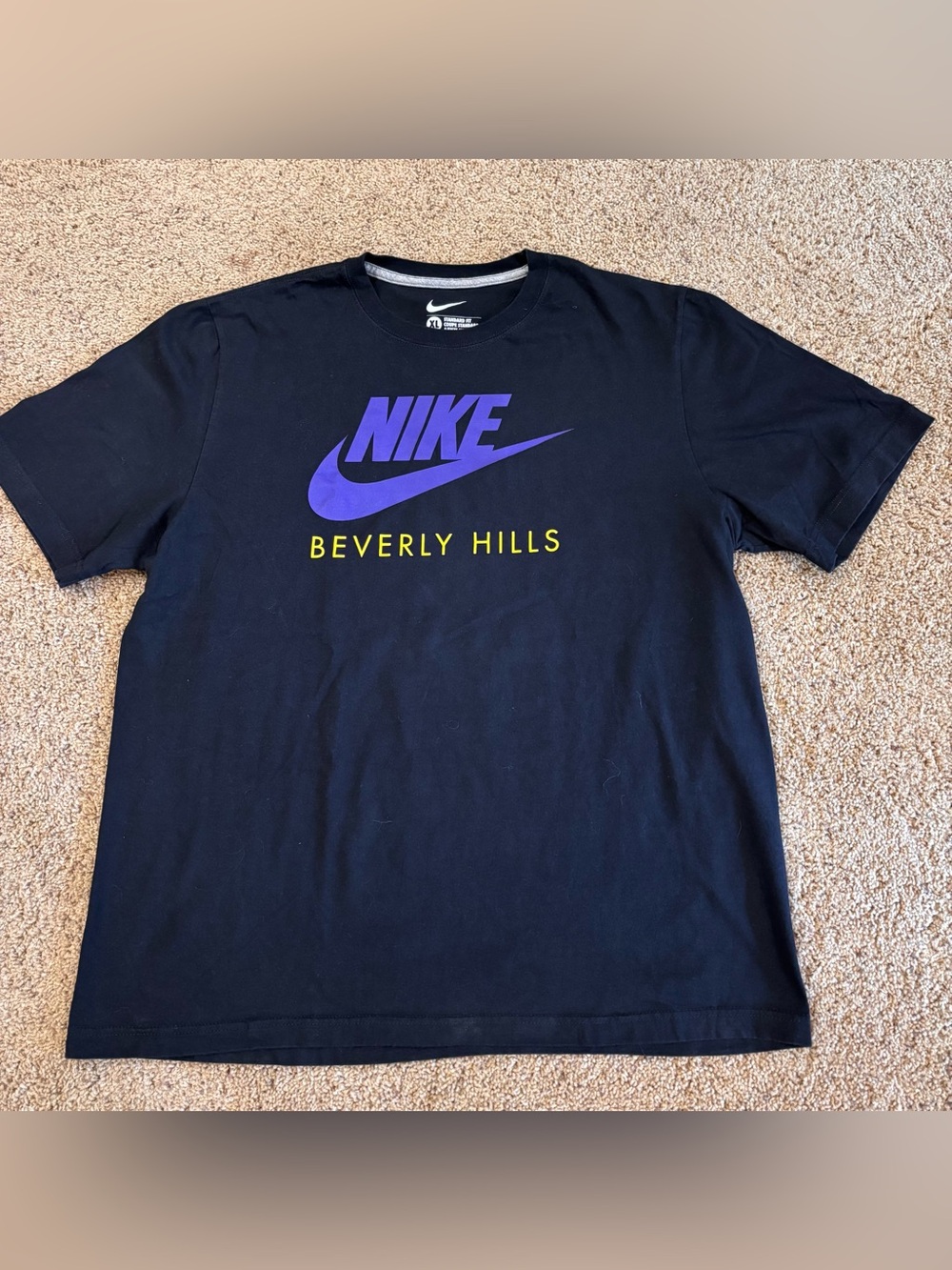Nike Beverly Hills Black Tee with Purple Logo, size XL